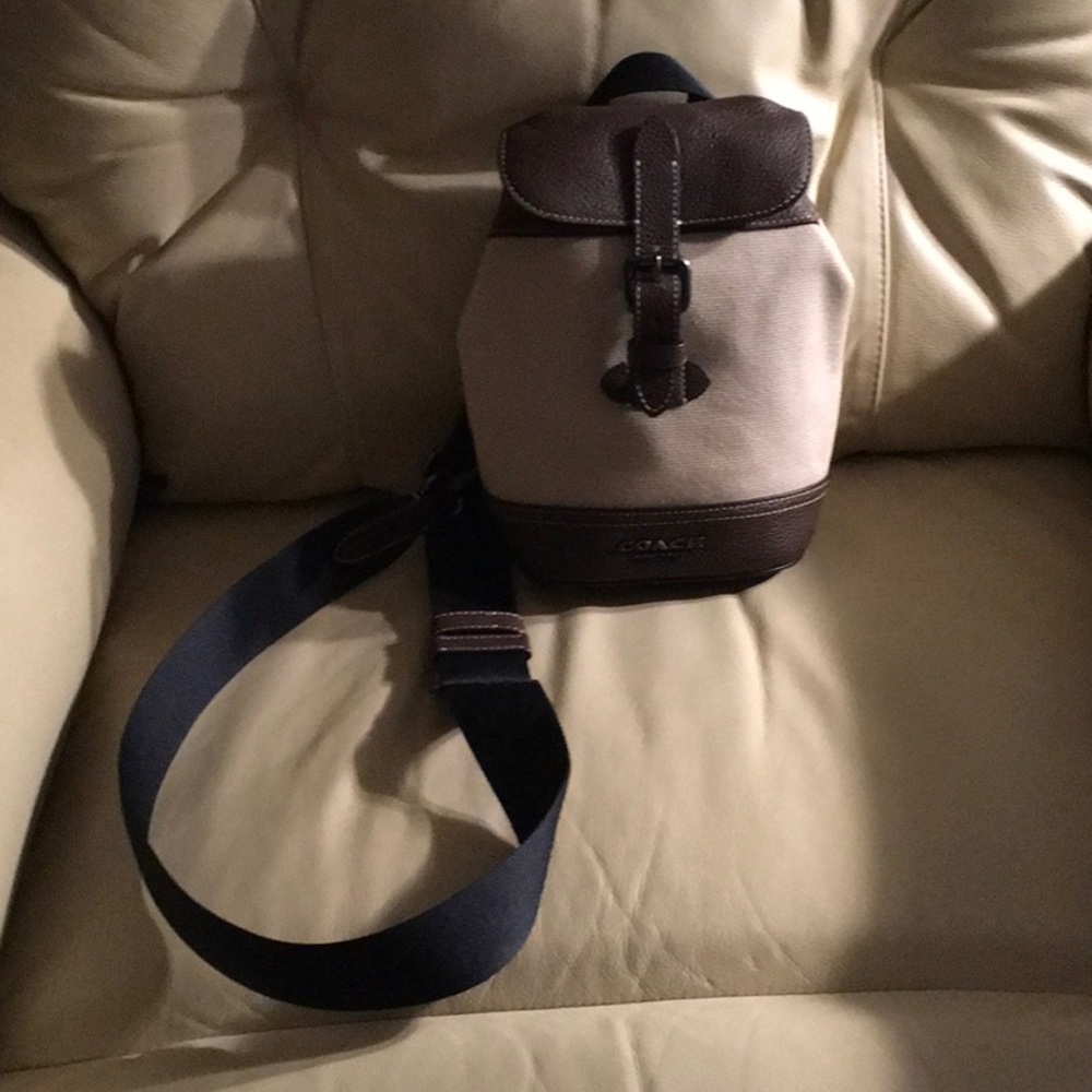 Coach Hudson Small Backpack Crossbody Unisex Canvas/Leather EUC